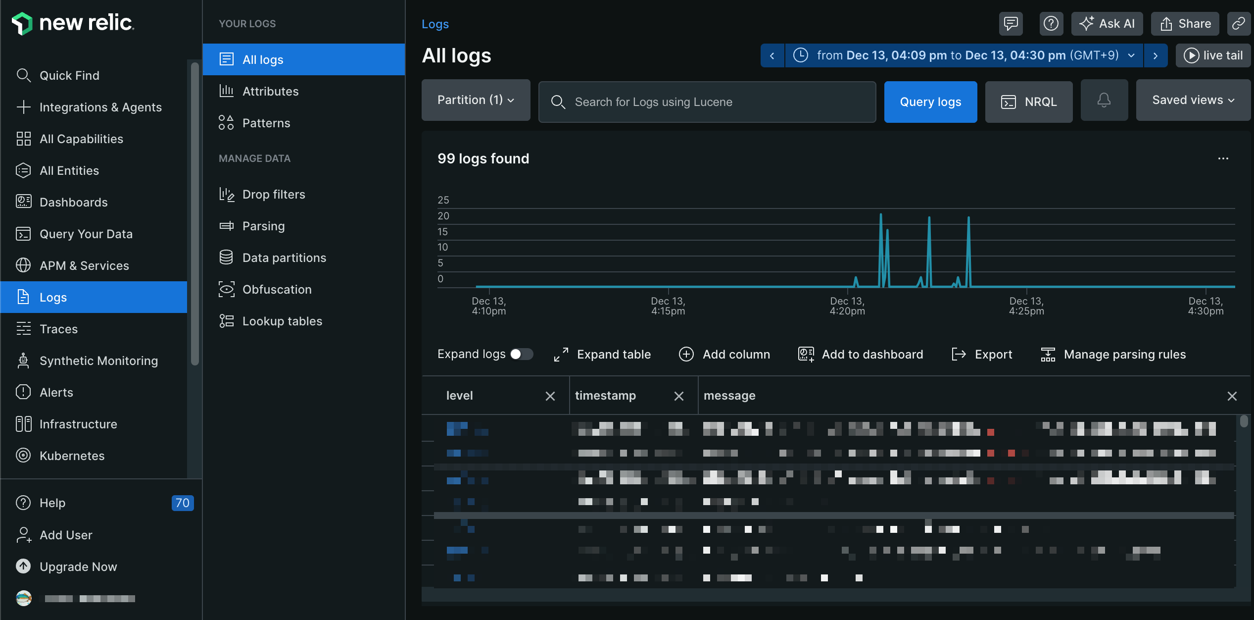 New Relic ダッシュボード